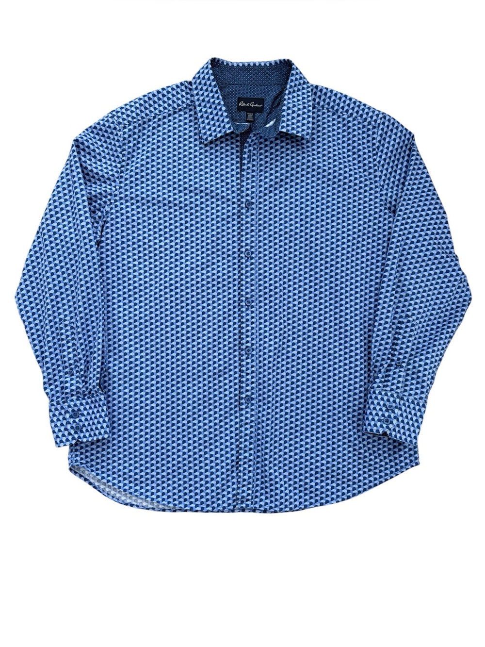 Robert Graham Button Up Shirt Contrast Cuff Blue Geometric Designer Office XL - Picture 16 of 16
